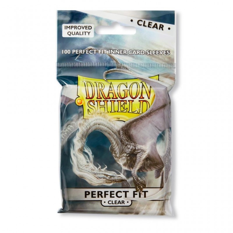 100 SLEEVES PERFECT-FIT DRAGON SHIELD TRANSPARENT 63X88 MM